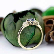 Load image into Gallery viewer, Delicate cluster engagement ring London Blue Topaz and diamonds - NOOI JEWELRY
