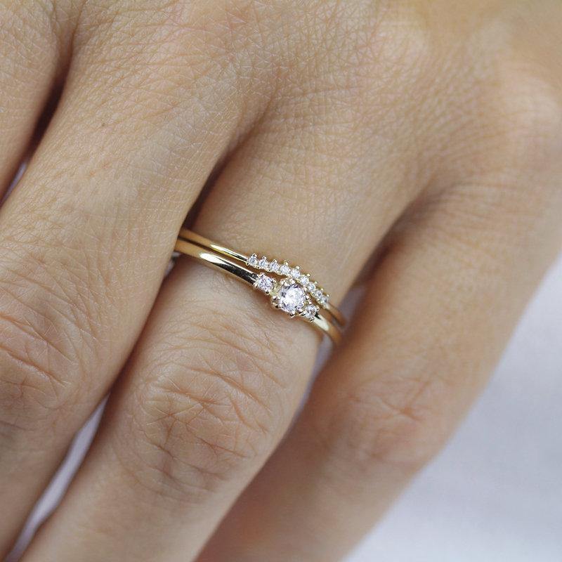 Bridal set rings, Engagement ring, bridal set jewellery, Bridal ring set, Bridal ring gold, diamond wedding band, bridal ring - NOOI JEWELRY