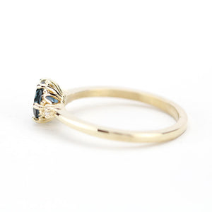 London blue topaz engagement ring unique, 18k gold and diamonds - NOOI JEWELRY