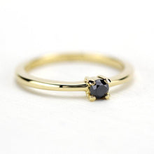 Load image into Gallery viewer, Black Diamond Ring in 18K Yellow Gold, Black Diamond Engagement Ring, Yellow Gold Diamond Ring, Solitaire Black Diamond Ring - NOOI JEWELRY