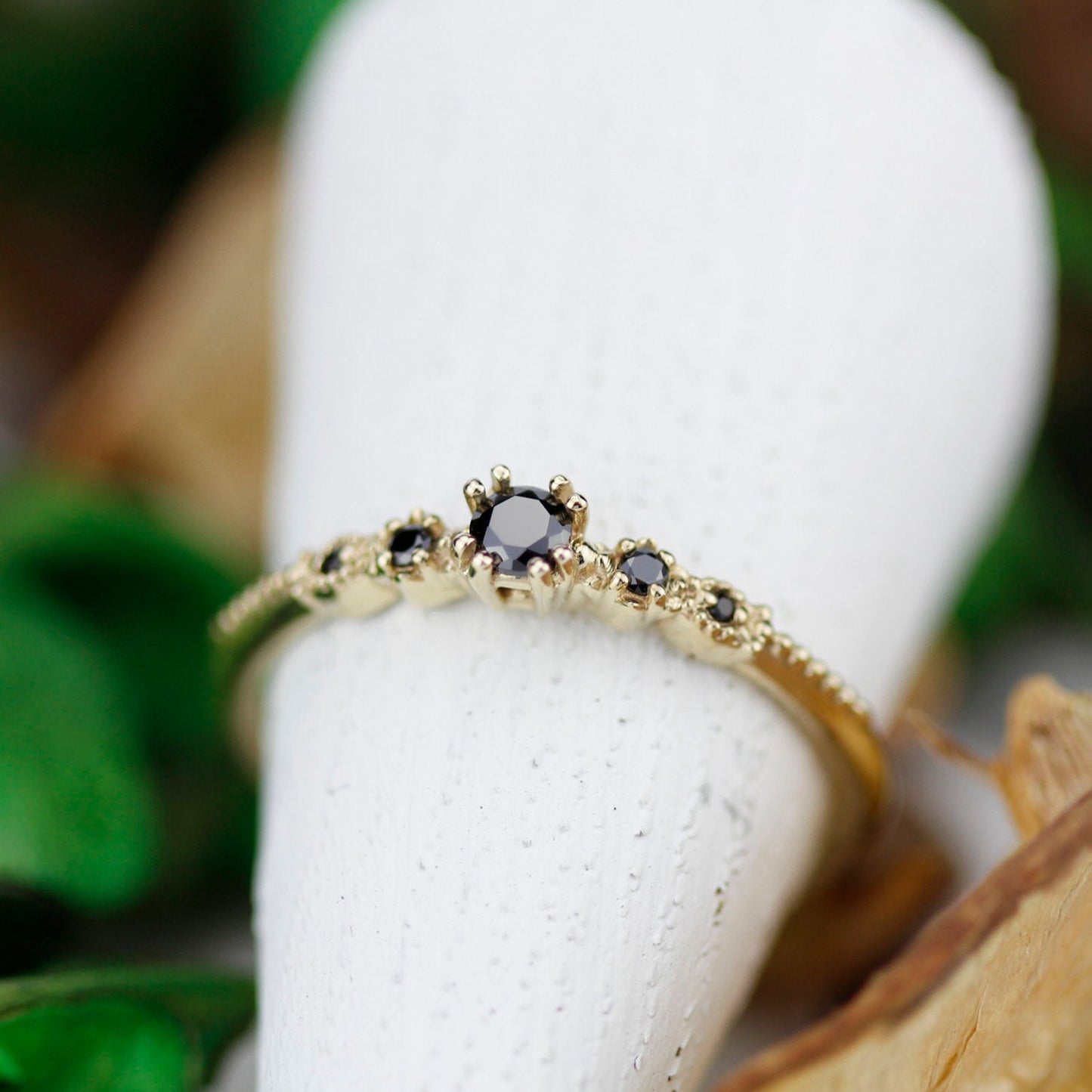 Engagement ring, Black diamond ring, anniversary ring, ring for her, classic ring diamond, mom ring, modern engagement ring - NOOI JEWELRY