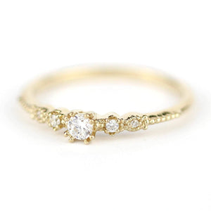 Cluster engagement ring round diamonds unique | Simple engagement rings vintage small - NOOI JEWELRY