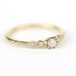 Cluster engagement ring round diamonds unique | Simple engagement rings vintage small - NOOI JEWELRY