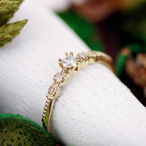 Cluster engagement ring round diamonds unique | Simple engagement rings vintage small - NOOI JEWELRY