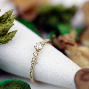 Cluster engagement ring round diamonds unique | Simple engagement rings vintage small - NOOI JEWELRY