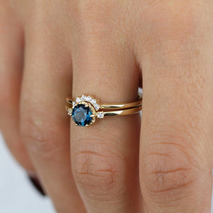 London blue topaz ring wedding band wedding set ring engagement ring diamond wedding band bridal set wedding set diamond ring - NOOI JEWELRY