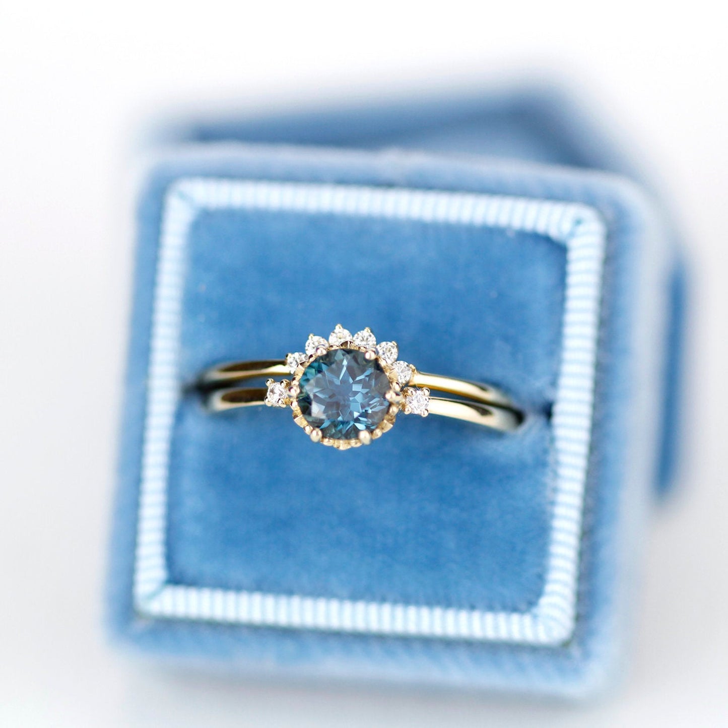 London blue topaz ring wedding band wedding set ring engagement ring diamond wedding band bridal set wedding set diamond ring - NOOI JEWELRY
