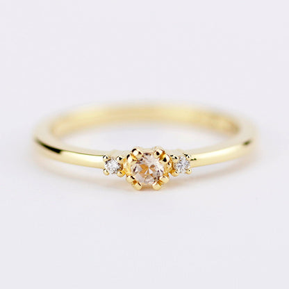 morganite  ring, diamond ring, simple engagement ring, minimalist engagement ring, engagement ring, dainty ring, morganite and diamond ring - NOOI JEWELRY