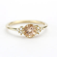 Load image into Gallery viewer, Morganite and diamond engagement ring, simple engagement ring 18k gold and diamond - NOOI JEWELRY