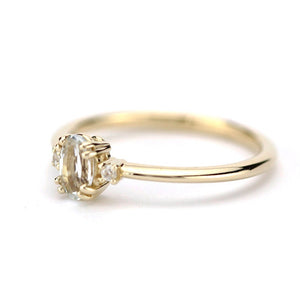 oval engagement ring with side stones unique, white topaz and diamond engagement ring - NOOI JEWELRY