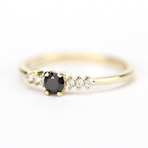 delicate diamond ring, engagement ring, black diamond engagement ring, anniversary ring, minimalist ring, simple ring, modern ring - NOOI JEWELRY
