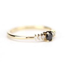 Load image into Gallery viewer, delicate diamond ring, engagement ring, black diamond engagement ring, anniversary ring, minimalist ring, simple ring, modern ring - NOOI JEWELRY