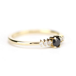 delicate diamond ring, engagement ring, black diamond engagement ring, anniversary ring, minimalist ring, simple ring, modern ring - NOOI JEWELRY