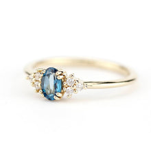 Load image into Gallery viewer, London blue topaz engagement ring oval, blue topaz and diamonds ring - NOOI JEWELRY