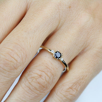 diamond ring, classy diamond ring, minimalist engagement ring, simple engagement ring, engagement ring, black diamond ring anniversary ring - NOOI JEWELRY