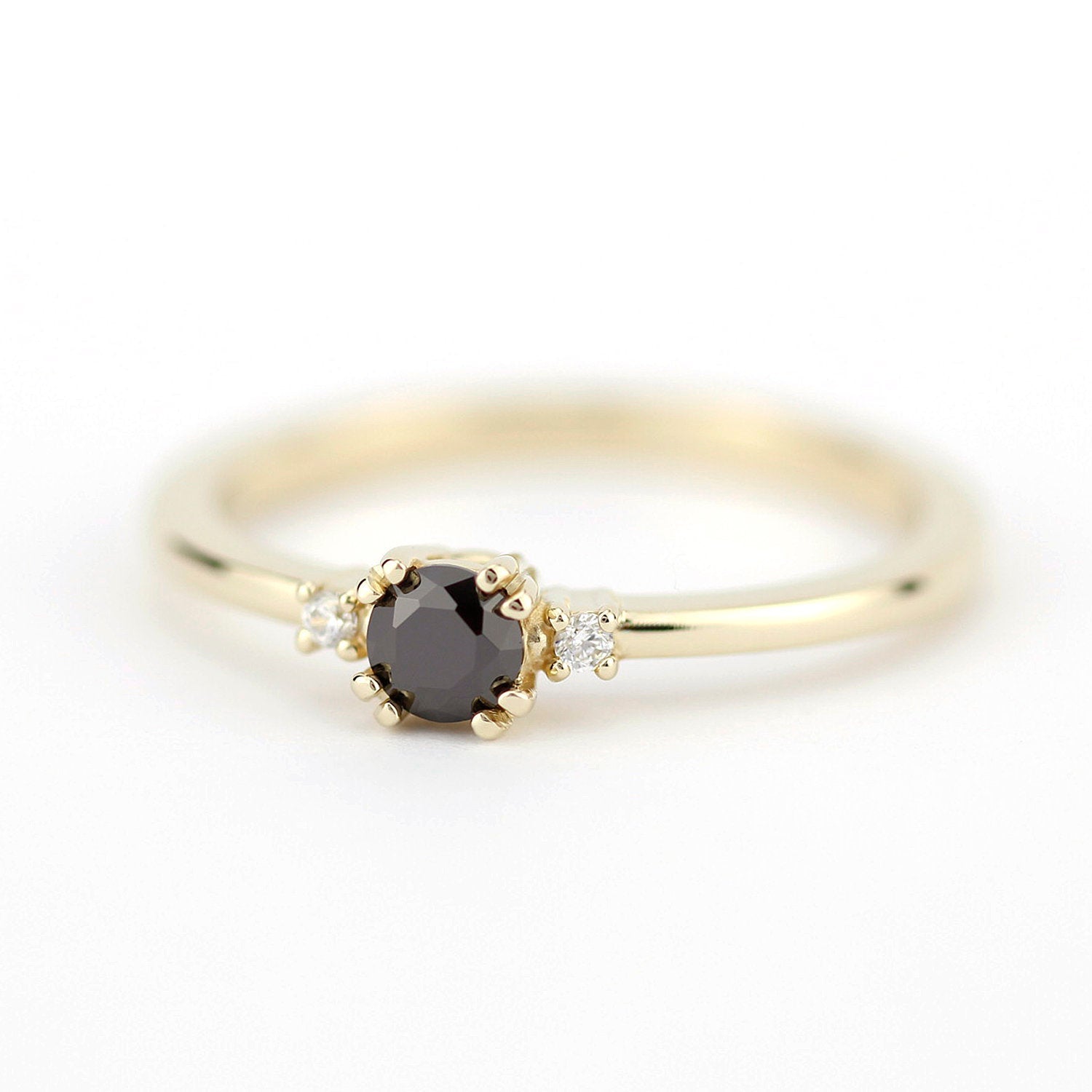 diamond ring, classy diamond ring, minimalist engagement ring, simple engagement ring, engagement ring, black diamond ring anniversary ring - NOOI JEWELRY