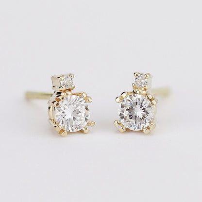 diamond earrings, wedding earrings, minimalist earrings, diamond earrings stud, gold earrings, earrings dainty, simple earrings - NOOI JEWELRY