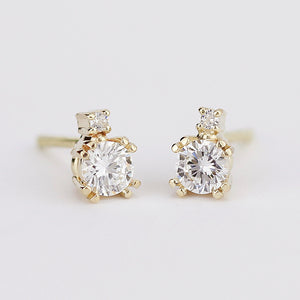 diamond earrings, wedding earrings, minimalist earrings, diamond earrings stud, gold earrings, earrings dainty, simple earrings - NOOI JEWELRY