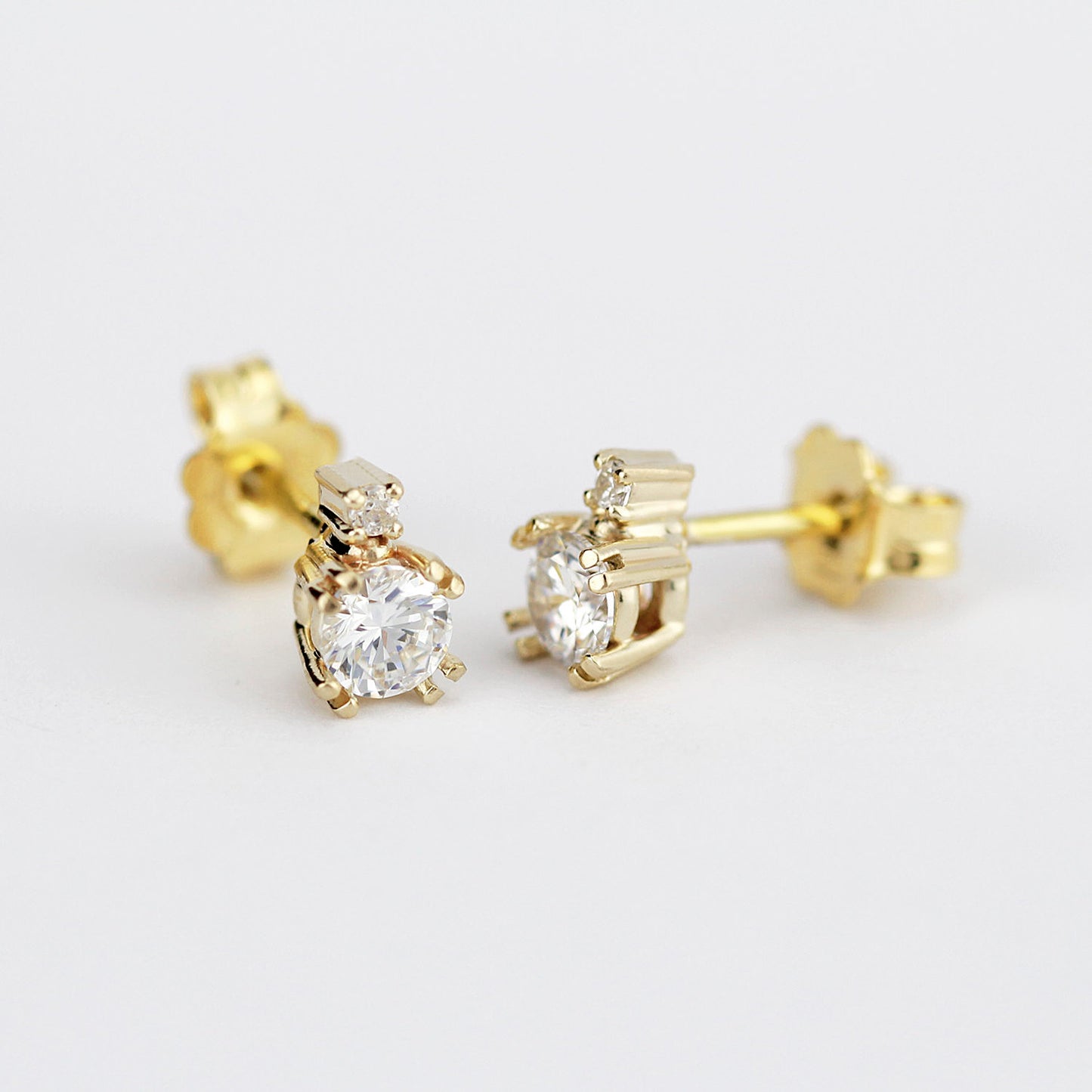 diamond earrings, wedding earrings, minimalist earrings, diamond earrings stud, gold earrings, earrings dainty, simple earrings - NOOI JEWELRY