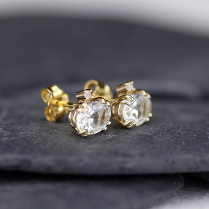 moonstone earrings, Gold and diamond earrings, minimalist earrings,  minimalist earrings, diamond earrings stud, simple earrings - NOOI JEWELRY