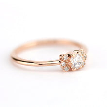Load image into Gallery viewer, Round engagement ring with side stones rose gold - NOOI JEWELRY
