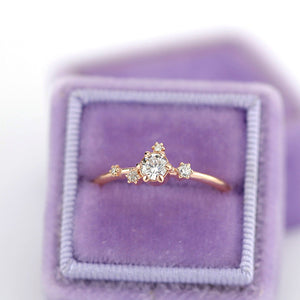 Rose gold engagement ring diamond cluster - NOOI JEWELRY
