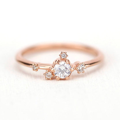 Rose gold engagement ring diamond cluster - NOOI JEWELRY