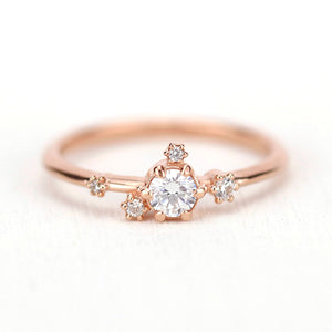 Rose gold engagement ring diamond cluster - NOOI JEWELRY