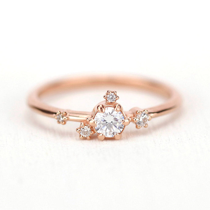 Rose gold engagement ring diamond cluster - NOOI JEWELRY