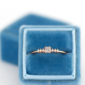 Rose gold engagement ring simple round | Small diamond cluster engagement ring - NOOI JEWELRY