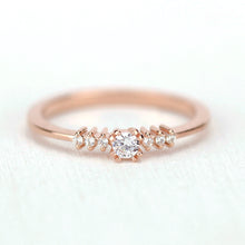 Load image into Gallery viewer, Rose gold engagement ring simple round | Small diamond cluster engagement ring - NOOI JEWELRY