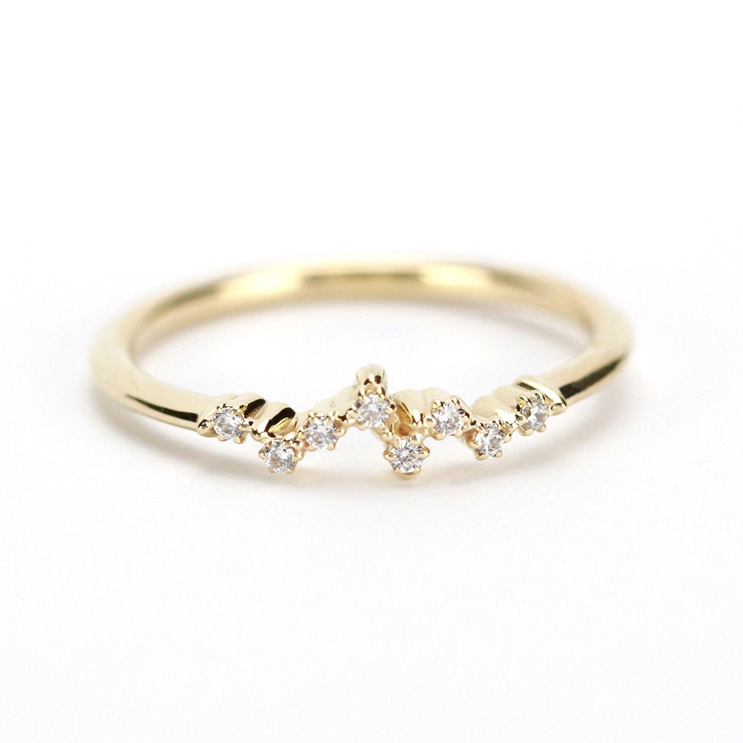 Diamond wedding band stackable |  Mini cluster ring | Modern engagement ring - NOOI JEWELRY