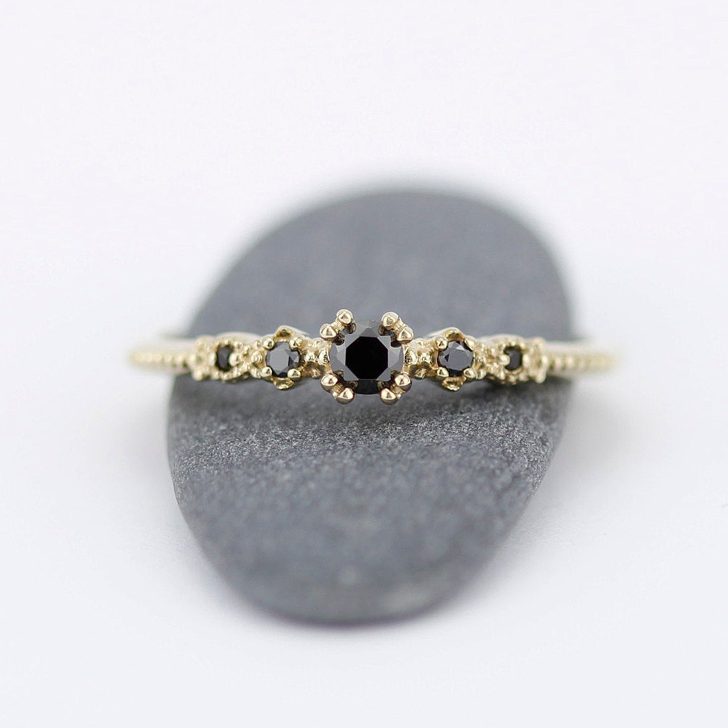 Engagement ring, Black diamond ring, anniversary ring, ring for her, classic ring diamond, mom ring, modern engagement ring - NOOI JEWELRY