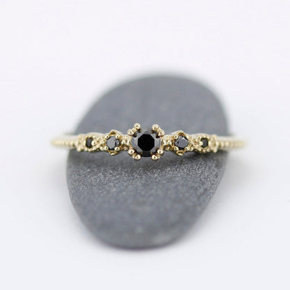 Engagement ring, Black diamond ring, anniversary ring, ring for her, classic ring diamond, mom ring, modern engagement ring - NOOI JEWELRY