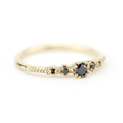 Engagement ring, Black diamond ring, anniversary ring, ring for her, classic ring diamond, mom ring, modern engagement ring - NOOI JEWELRY