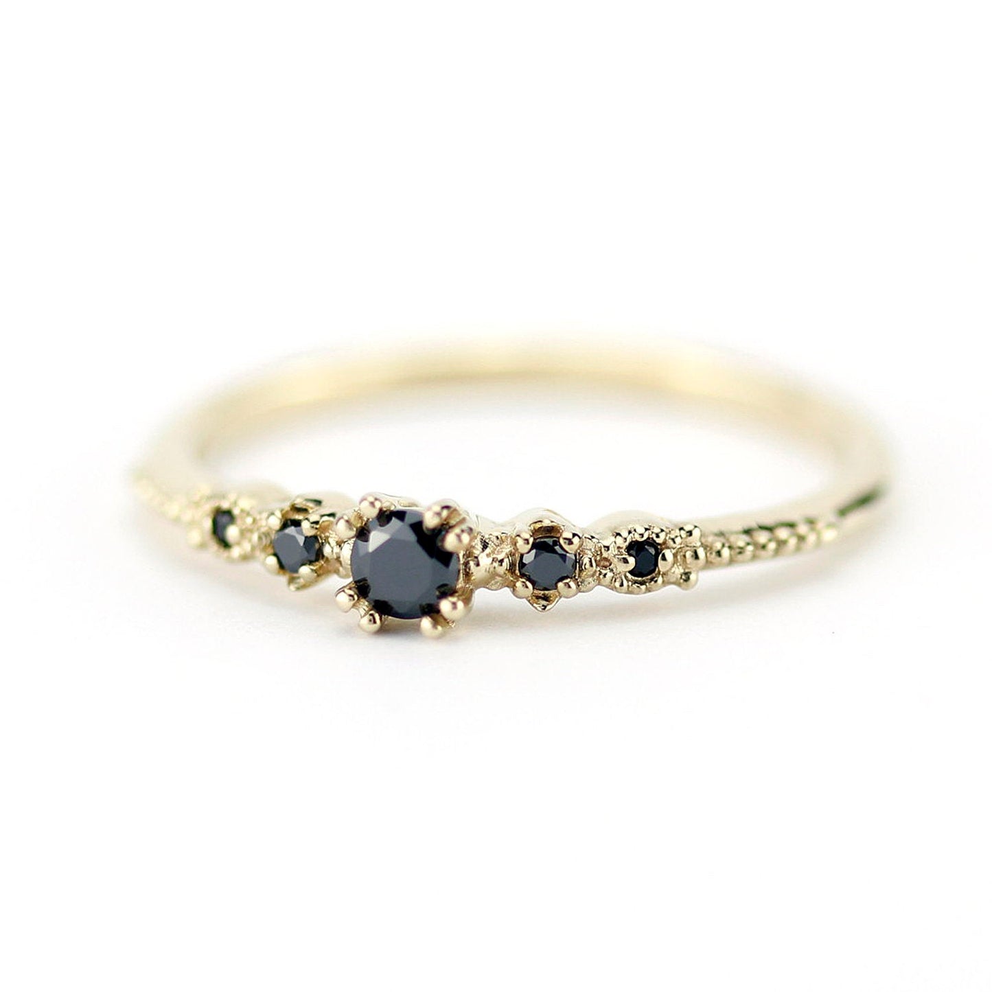Engagement ring, Black diamond ring, anniversary ring, ring for her, classic ring diamond, mom ring, modern engagement ring - NOOI JEWELRY