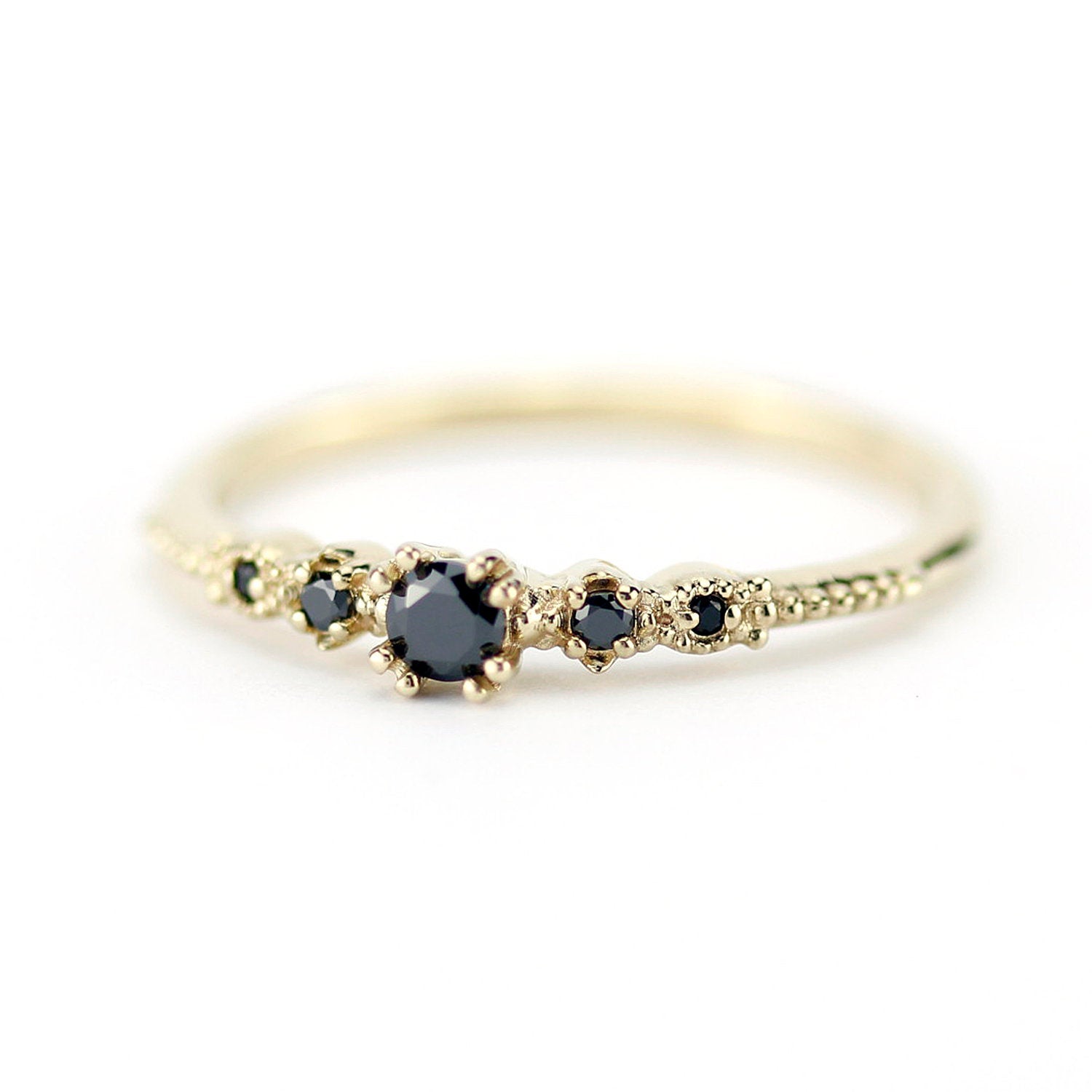Engagement ring, Black diamond ring, anniversary ring, ring for her, classic ring diamond, mom ring, modern engagement ring - NOOI JEWELRY
