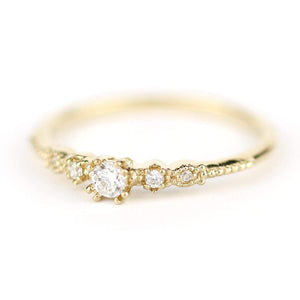Cluster engagement ring round diamonds unique | Simple engagement rings vintage small - NOOI JEWELRY