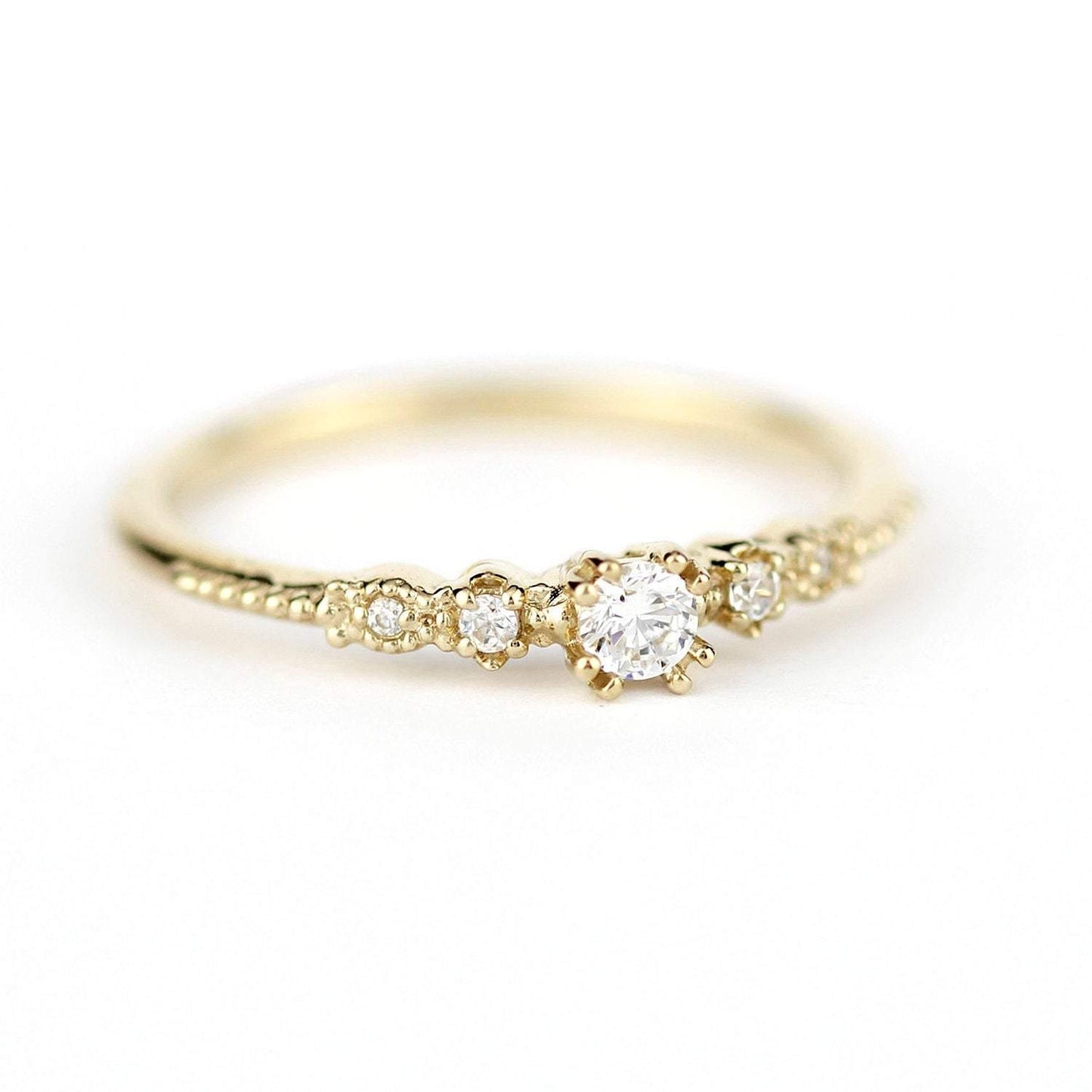 Cluster engagement ring round diamonds unique | Simple engagement rings vintage small - NOOI JEWELRY