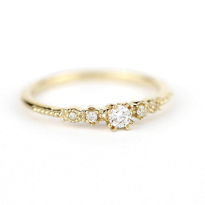 Cluster engagement ring round diamonds unique | Simple engagement rings vintage small - NOOI JEWELRY