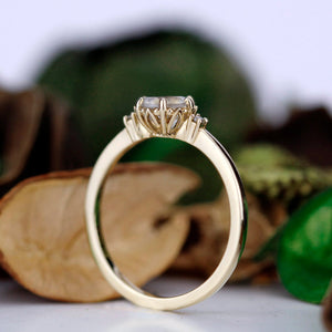 moonstone engagement ring three stones ring delicate engagement ring minimalist ring moonstone ring diamond ring unique engagement ring - NOOI JEWELRY