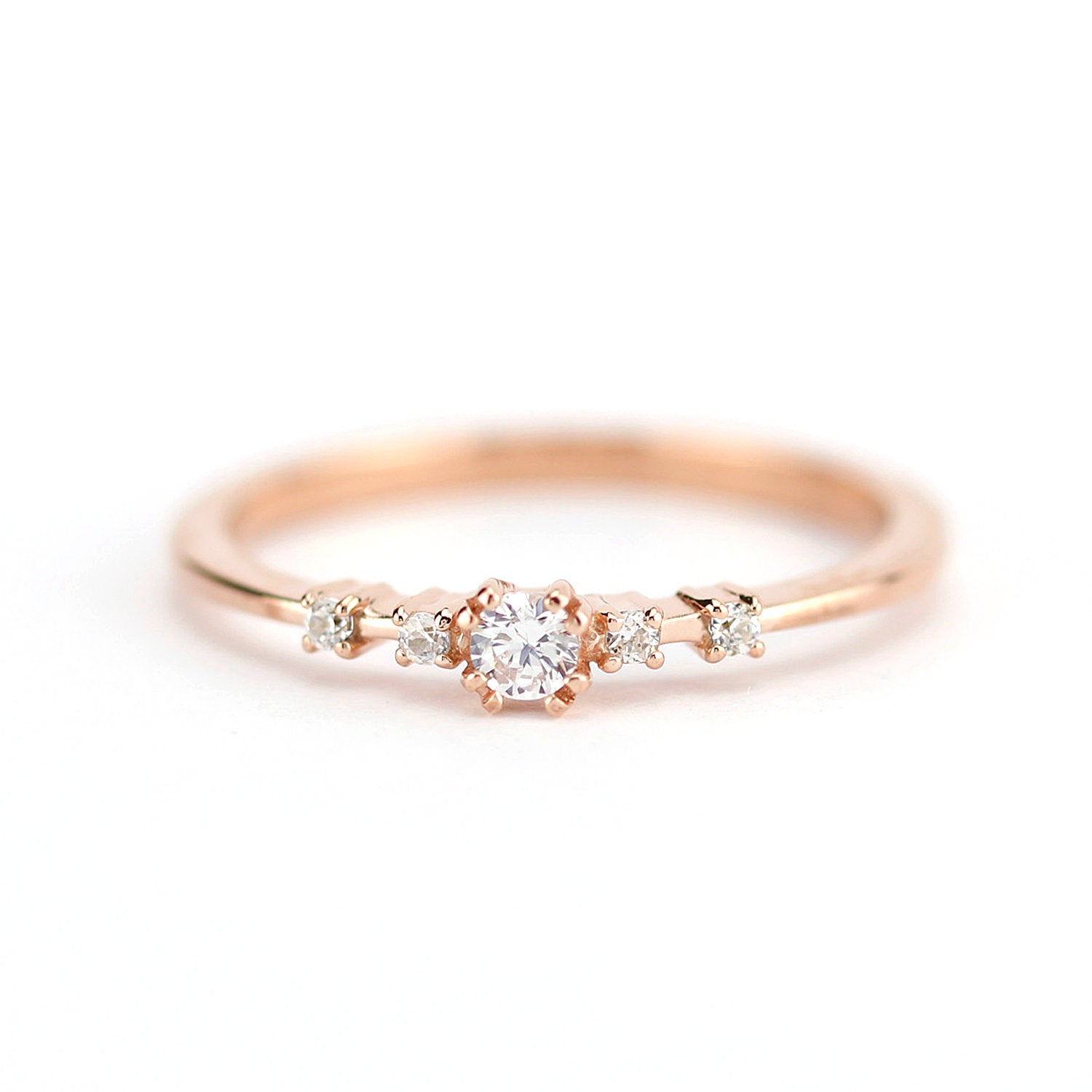 Rose gold engagement ring unique diamonds - NOOI JEWELRY