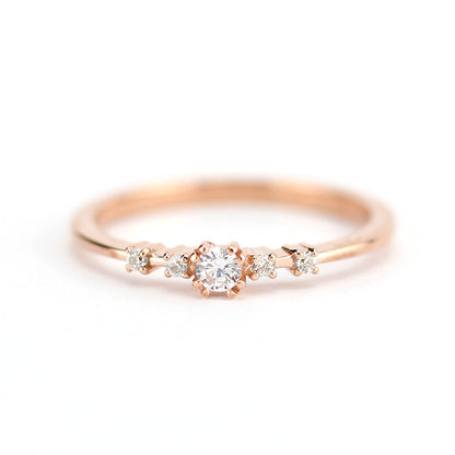 Rose gold engagement ring unique diamonds - NOOI JEWELRY