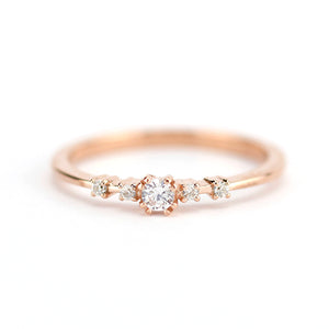 Rose gold engagement ring unique diamonds - NOOI JEWELRY