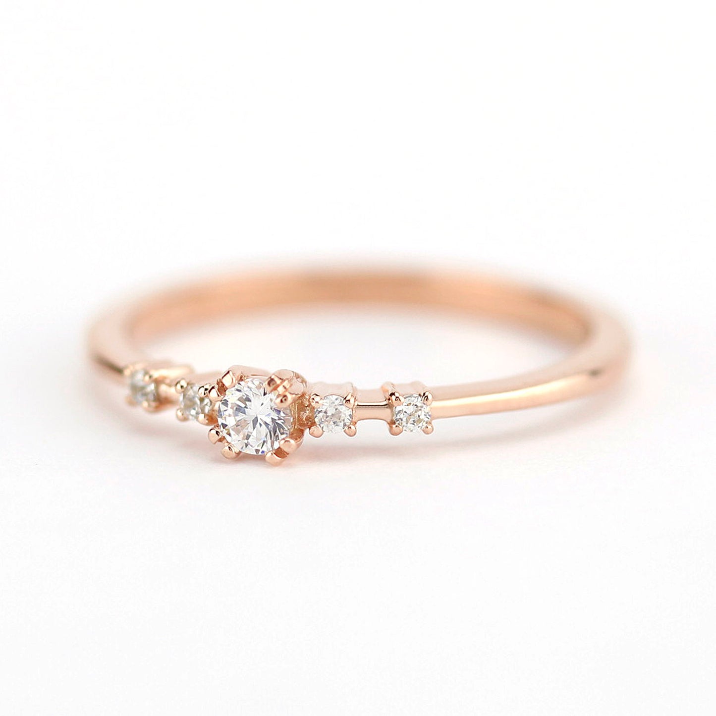 Rose gold engagement ring unique diamonds - NOOI JEWELRY