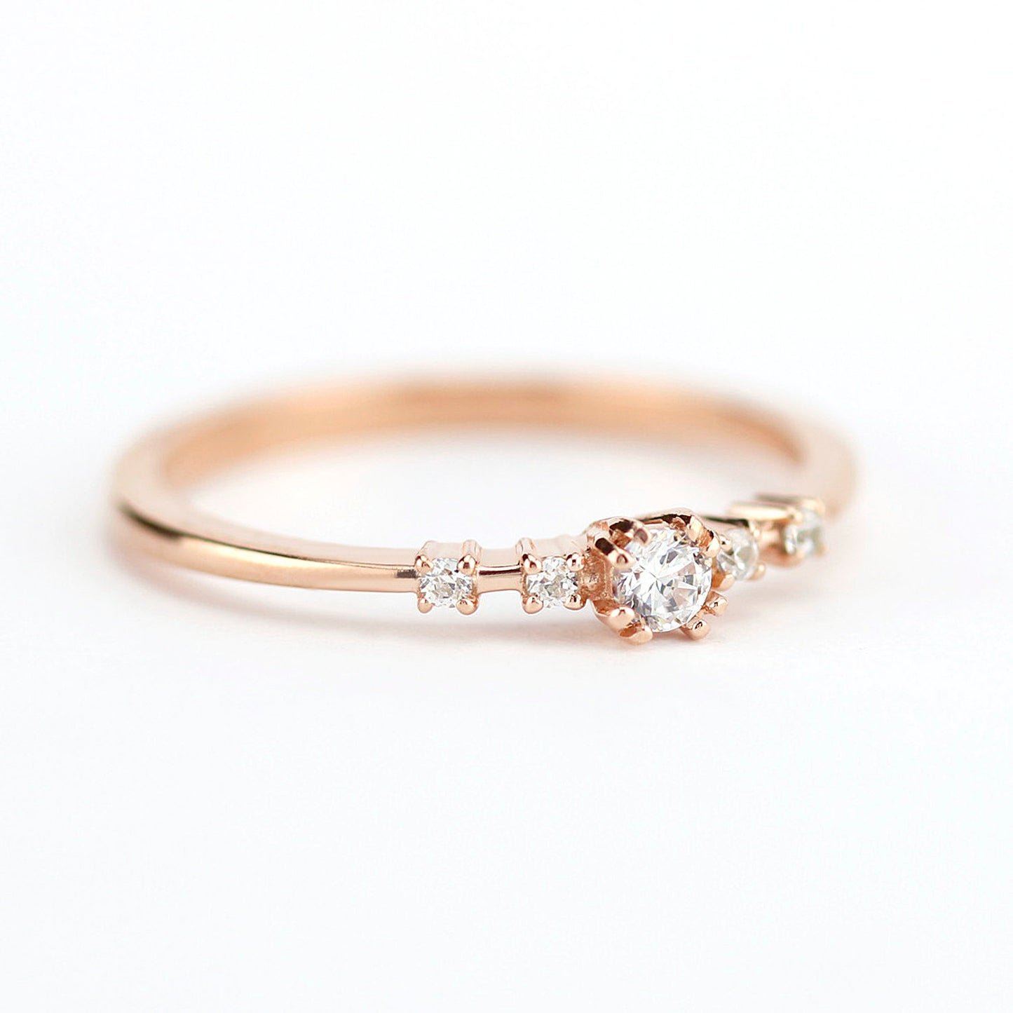 Rose gold engagement ring unique diamonds - NOOI JEWELRY
