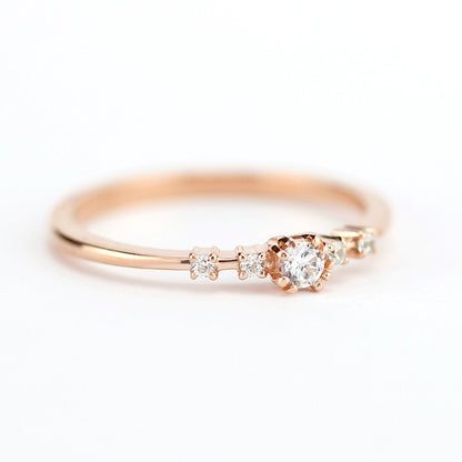 Rose gold engagement ring unique diamonds - NOOI JEWELRY