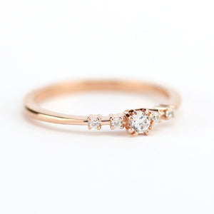 Rose gold engagement ring unique diamonds - NOOI JEWELRY