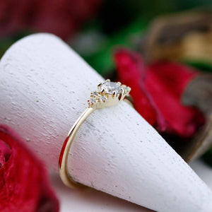 Cluster ring engagement vintage | round diamond engagement rings thin band simple - NOOI JEWELRY