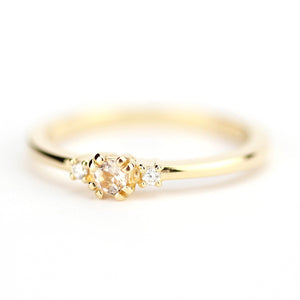 morganite  ring, diamond ring, simple engagement ring, minimalist engagement ring, engagement ring, dainty ring, morganite and diamond ring - NOOI JEWELRY